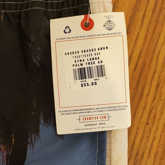 Champion Mens XL Swim Trunks Palm Tree Print Swim Shorts With Drawstring Waist - Picture 5 of 5